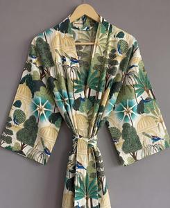 Robe Kimono d'été décontractée à imprimé floral, vêtements de nuit d'été et kimono décontracté pour femmes à imprimé floral 100% coton - Product Image 2