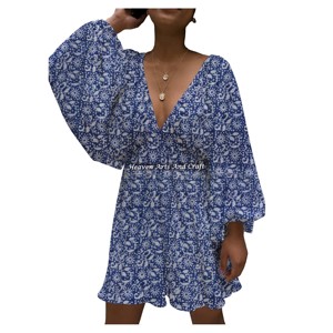 Nuevo Vestido Mini con Escote en V Profundo y Tirantes, Vestido Sexy de Verano con Escote en V Profundo, Vestidos de Tela de Algodón Tejido - Product Image 4