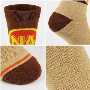 North Approach Crew <b>Socks</b> <b>Brown</b> Beige Letter Pattern Breathable Cotton Spandex Adult Casual Spring Season - Product Image 4