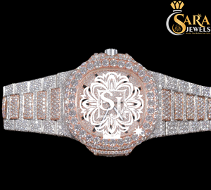 Reloj de pulsera de diamante natural VVS totalmente helado de alta calidad con esfera De fecha disponible a un precio asequible - Product Image 4
