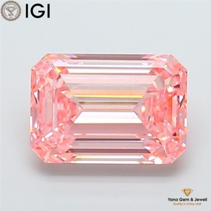 Diamant de laboratoire CVD, clarté VS1, couleur rose vif fantaisie, taille émeraude, 5,01 carats, certifié IGI, pour fiançailles, spécial - Product Image 1