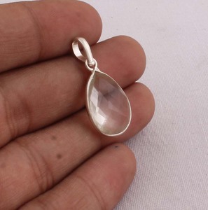 925 Sterling Silver Crystal Pendant Natural Clear Quartz Gemstone <b>Necklace</b> Handmade Artisan Jewelry Wholesale Vintage <b>Boho</b> Style - Product Image 3