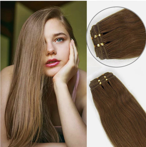 Extensions de cheveux naturels indiens noirs à base de soie, double épaisseur, à clipser, lisses, pour tête entière, densité 100 %, cheveux Remy, taille personnalisable - Product Image 1