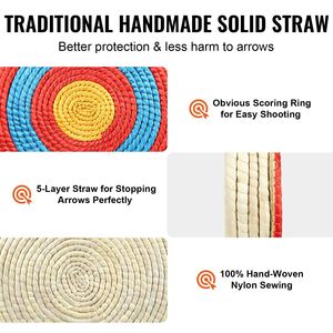 Cible de tir à l'arc traditionnelle en paille solide à 5 couches de 20 pouces, fabriquée à la main pour le tir à l'arc et à la flèche, cibles et accessoires de qualité supérieure - Product Image 3