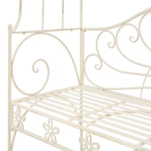 Banc de jardin en fer forgé blanc antique, design standard pour patio - Product Image 5