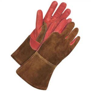 Gants de soudage TIG en cuir de vachette renforcé et croûte de cuir, résistants à l'abrasion et à la chaleur, pour la lutte contre les incendies et le barbecue - Product Image 2