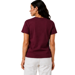 T-shirt en coton beige à col rond brodé floral pour femme, manches courtes, décontracté, personnalisé, OEM, premium, mode estivale - Product Image 2