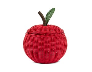 Woven Strawberry Basket with Lid Red <b>Wicker</b> Hamper Fruit Shape Storage Basket Home Decor Halloween Decoration - Product Image 2