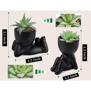 Set di 2 Piante Succulente Artificiali Nere per Decorazione Estetica da Interni, per Scrivania Ufficio, Casa, Stanza, Bagno, Vasi e Fioriere - Product Image 4
