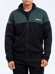 Men's Grey Solid Acid Wash Color Blocking Tracksuit Set <b>Full</b> <b>Zip</b> <b>Hoodie</b> Joggers Breathable Sporty Casual Wear Winter Regular Fit - Product Image 5