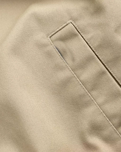 Blouson Bomber en Toile Beige pour Homme, Col Rabattu, Fermeture Éclair, Coupe Courte, Poches, Veste en Toile pour l'Automne - Product Image 4