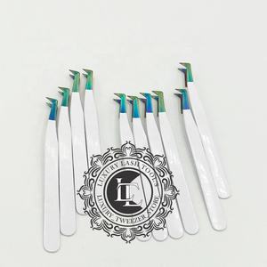 Pince à épiler d'extension de cils en acier inoxydable durable de haute qualité Rainbow Point revêtement en poudre blanche Shot Boot Private Label - Product Image 2