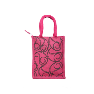 Sac fourre-tout en jute de qualité supérieure, écologique, imprimé géométriquement, avec poignée rembourrée, sac de shopping promotionnel fabriqué au Bangladesh - Product Image 1
