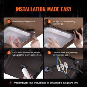 Luci LED Commerciali Industriali per Tettoie 80W 8800LM 5000K Luce Diurna, Confezione da 4, 25.6x25.6cm, Montaggio Superficiale C per Tettoie Esterne - Product Image 6