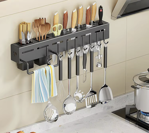 OEM/ODM Vietnam Wall Mounted Carbon Steel <b>Kitchen</b> <b>Storage</b> Rack Knife Chopsticks Dinnerware Organizer Shelf - Product Image 4