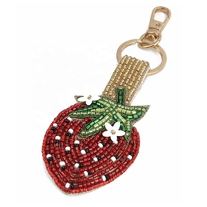 Handmade Glass Beads Avocado Keychain Bag Charm 10x6cm Indian Girls Gift for Purse Backpacks - Product Image 3