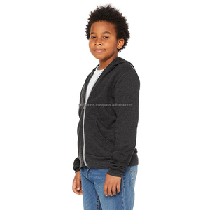 Sweat à capuche intégral pour garçons avec polaire en coton et polyester respirant / Ourlet élastique Col à capuche Toucher doux Idéal pour l'extérieur Couleur unie - Product Image 3