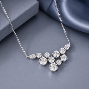 Colgante de Lujo de Plata S925 con Moissanita Corte Pera para Mujer, Color EF, Cuatro Quilates, Once Piedras, Regalo de Joyería para Aniversario de Bodas - Product Image 1