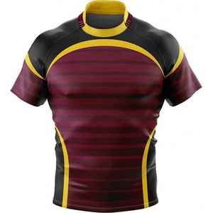 Vêtements de sport personnalisés de qualité supérieure, 100% polyester, manches courtes, séchage rapide, maillots de rugby - Product Image 2