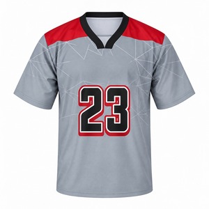 Maillot de lacrosse gris et rouge à col en V pour homme, numéro 23, imprimé par sublimation, évacuation de l'humidité, manches courtes, coupe classique, vêtements pour adultes - Product Image 4