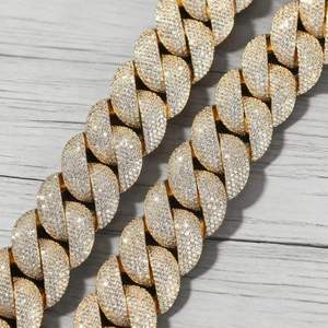 Luxury Cuban Link <b>Chain</b> Necklace VVS Moissanite Diamond Hip Hop Jewelry for Men Unisex <b>Iced</b> <b>Out</b> Statement Gold Style - Product Image 3