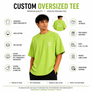 เสื้อยืดแขนสั้นสีเขียวมะนาวทรงโอเวอร์ไซส์สำหรับผู้ชาย คอกลม ผ้าคอตตอนเจอร์ซีย์ สีพื้น สวมใส่สบาย ระบายอากาศได้ดี - Product Image 4