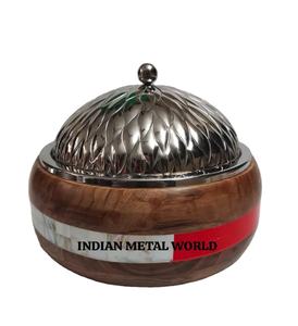 Plato de vajilla para servir alimentos de primera calidad de diseño único y olla caliente de madera y acero inoxidable para artículos de boda - Product Image 1