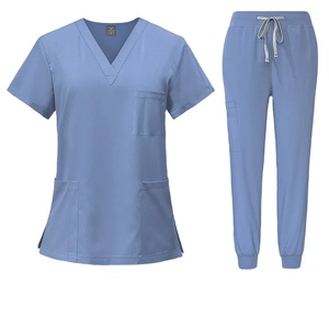 Conjunto de pantalón de enfermera con cuello en V Multicolor para mujer, ropa de trabajo médica de manga corta con accesorios para mascotas para uso hospitalario - Product Image 4