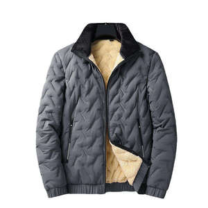 Veste matelassée noire pour homme, col montant, fermeture éclair, doublure polaire, coupe-vent, vêtement décontracté d'hiver, coupe régulière - Product Image 3