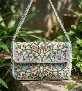 Sac à bandoulière chic décontracté brodé de perles, sac de mode artisanal brodé de perles, sac à bandoulière traditionnel brodé de perles - Product Image 6