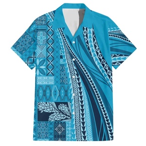 Chemise traditionnelle pour homme style île avec motif Siapo de Samoa, chemise hawaïenne à motif Siapo culturel polynésien - Product Image 4
