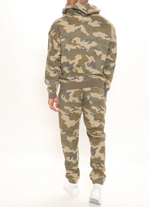 Nouvel ensemble de survêtement camouflage pour homme, 2 pièces, coupe ajustée, sweat à capuche et pantalon de jogging, personnalisable avec logo - Product Image 2