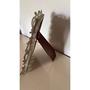 Aluminum Photo <b>Frame</b> <b>with</b> Embossed Floral Design Tabletop Vertical Orientation Handmade Metal <b>Frame</b> - Product Image 2