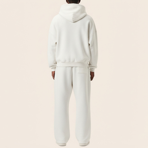 Ensemble de survêtements 2 pièces personnalisés pour homme, style streetwear, à capuche, imprimé uni, avec cordon de serrage, logo personnalisé, longueur intégrale, collection hiver, vente chaude - Product Image 3