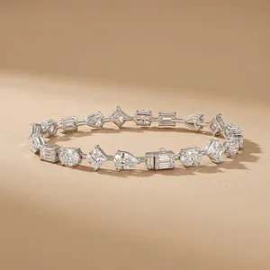 Pulsera de Diamantes Cultivados en Laboratorio de Formas Mixtas, Corte Pera, Ovalado y Princesa, Oro Blanco de 14K, Certificado IGI, Estilo Hiphop, Unisex, Venta al Por Mayor - Product Image 2