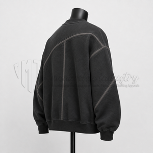 Sudadera Personalizada para Hombre, Color Gris Carbón, Cuello Redondo, Detalle de Costuras en Contraste, Sudadera de Forro Polar, Estilo Urbano - Product Image 5