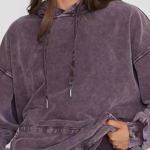 เสื้อฮู้ดดี้ผู้หญิงแบบโอเวอร์ไซส์สำหรับฤดูหนาว ผ้าฟลีซ 100% คอตตอน ทรงพูลโอเวอร์ ไซส์พลัส สตรีทแวร์ เป็นมิตรกับสิ่งแวดล้อม ระบายอากาศได้ดี มีตราสัญลักษณ์ด้านหน้า รับผลิตแบบ OEM - Product Image 3