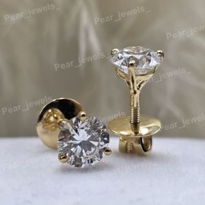 Boucles d'oreilles classiques en argent 925 plaqué rhodium avec moissanite brillante, pour femme, usage quotidien, serti à griffes, fermeture à vis sécurisée - Product Image 6