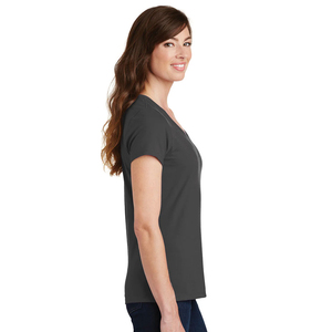 Camiseta de Cuello en V para Mujer, Estampado Informal, Manga Corta, Tejido Jersey, Transpirable, Ecológica, Verano, 100% Algodón, Anti-UV - Product Image 3