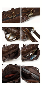 Bolsos de cuero genuino para portátiles, bolsos de cuero elegantes y a la moda para hombre, de la mejor calidad, con logotipo personalizado, bolso de viaje de cuero de lujo. - Product Image 5