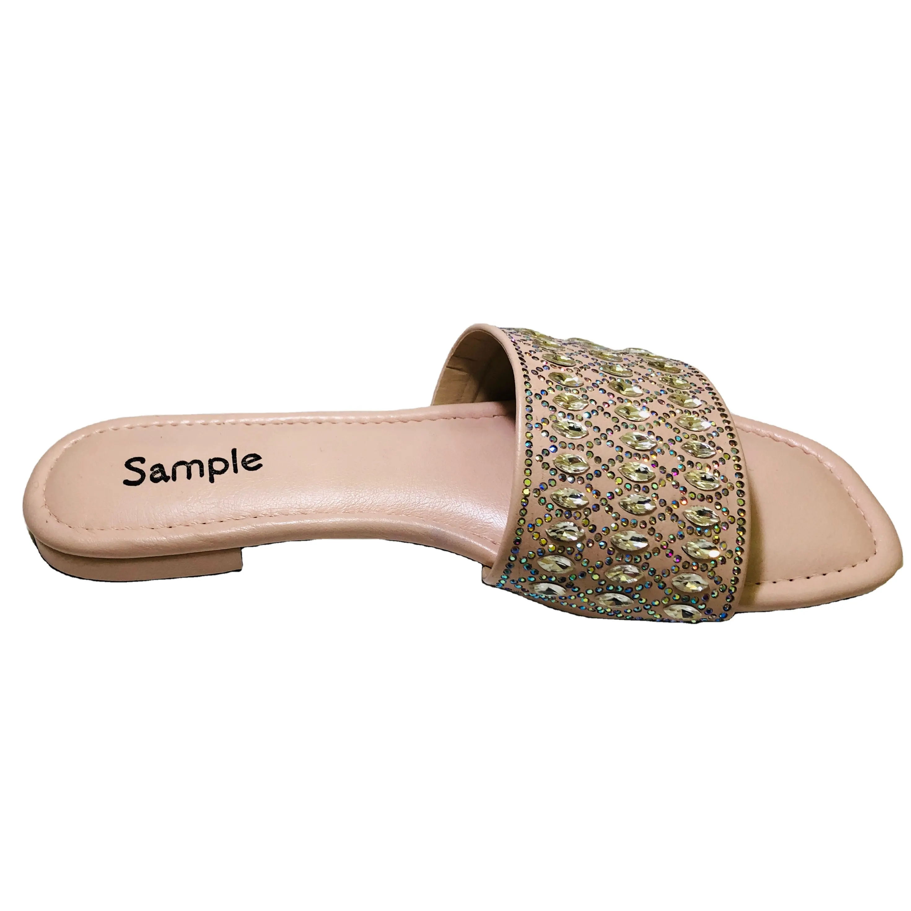 Women Flip Flops Slippers Ladies Square Toe Slipper TPR Sole Whole sale Casual Beach Weave Flat Shoes Slip wedding party wear