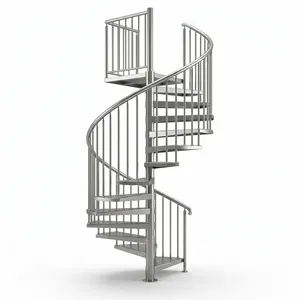 Escalera Espiral de Acero Inoxidable con Barandilla Metálica, Diseño Industrial para Interiores, Hogar u Oficina, Construcción Duradera - Product Image 2