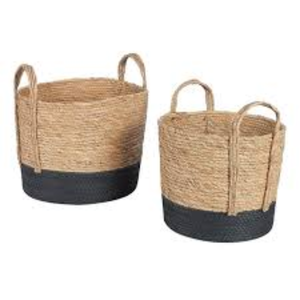 Ensemble de 3 housses de pots de plantes pliables en osier naturel tressé à la main, durables, avec poignées et doublure imperméable pour la décoration intérieure - Product Image 4