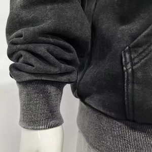 Sudadera con Capucha Negra para Hombre, 100% Algodón, Forro Polar, Resistente al Viento, 220g, Estilo Casual para Otoño, Color Sólido, Corte Holgado - Product Image 5