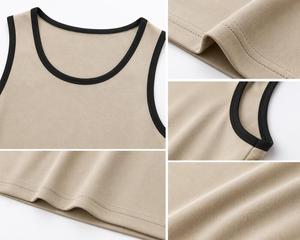 Débardeur Homme Col Rond Sans Manches Beige Tricoté Couleur Unie Polyester Séchage Rapide Respirant Coupe Sportive Décontractée 160g – Meilleure Vente - Product Image 3