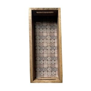 Plateau décoratif en bois rectangulaire, plat de service fait main à motifs, plat à collation pour la maison, les mariages et les fêtes - Product Image 5