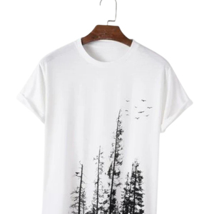 Men's Short Sleeve O-Neck T-<b>Shirt</b> White <b>100</b>% <b>Polyester</b> Jersey Casual Regular Fit Breathable Digital Print Washed Quick Dry - Product Image 5