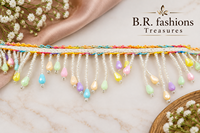 B.R. Frange décorative artisanale de luxe style bohème, ornée de perles et de dentelle, couleur arc-en-ciel, pour sacs, cadeaux et vêtements