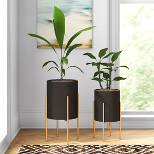 Metal <b>Iron</b> Planter with Stand Premium Craftsmanship Durable <b>Lightweight</b> Design Modern Polished Finish Home Office & Garden Decor - Product Image 2
