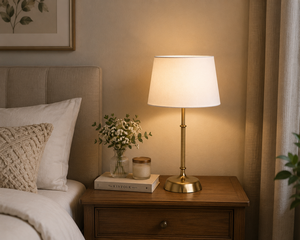 Lampe de table traditionnelle en métal doré, ampoule E26, abat-jour en tissu blanc, lampe décorative de chevet pour salon, chambre à coucher, bureau - Product Image 2